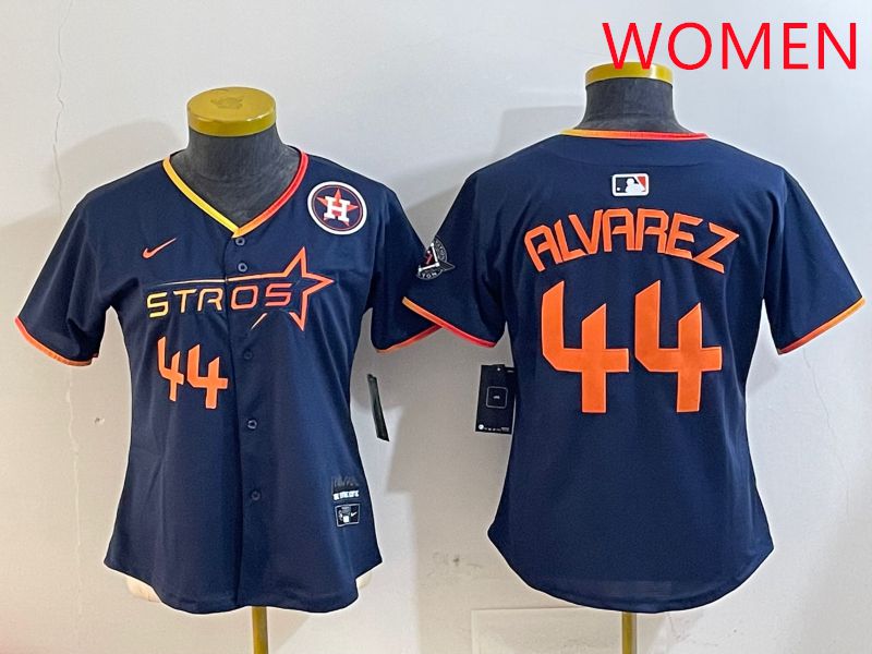 Women Houston Astros #44 Alvarez Drak Blue Three generations Joint Name 2025 Nike MLB Jersey style 4107